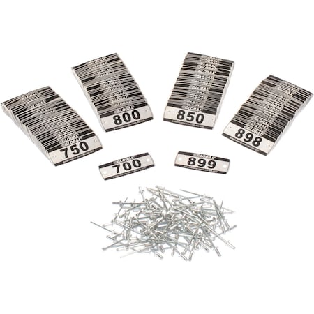 Global Industrial Locker Number Plate Kit, Numbered 700-899, 200PK 493411B